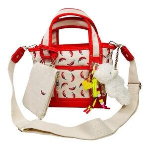 Viral Madden Girl Chili Pepper Canvas Mini Tote Crossbody Bag Charms & Keychain